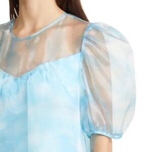 Dressed in Lala Blue Organza Puff Sleeve Dress